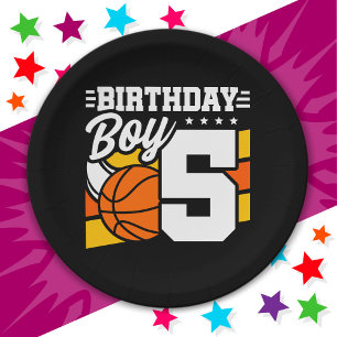 Assiettes En Carton Jeu de basket-ball 5 ans Thème 5ème anniversaire G
