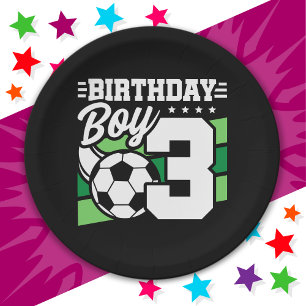 Assiettes En Carton Jeu de football de 3 ans 3e anniversaire garçon