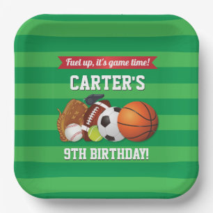 Assiettes En Carton Jeu Jour Sports Équipe Anniversaire
