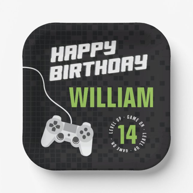 Assiettes En Carton Jeu Sur Le Jeu Neon Green, N'Importe Quel Âge Anni (Recto)