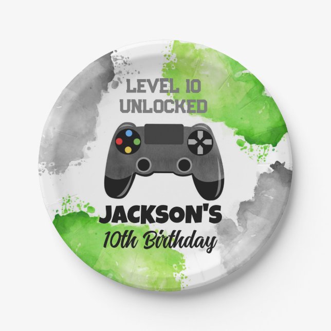 Assiettes En Carton Jeu sur niveau haut Gamer Anniversaire Plaques pap (Devant)