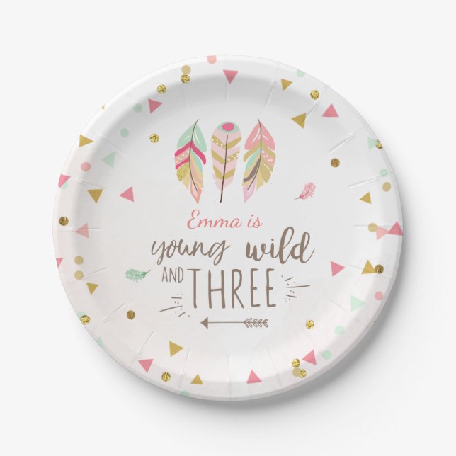 Assiettes En Carton Jeune sauvage et trois Plaques en papier Pink Gold (Devant)