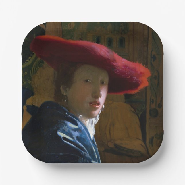 Assiettes En Carton Johannes Vermeer - Fille avec un Casquette rouge (Recto)