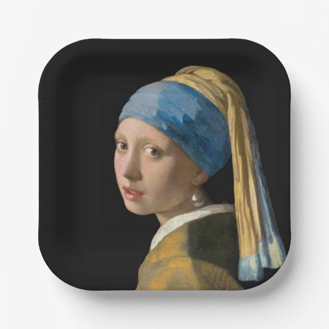 Assiettes En Carton Johannes Vermeer - Fille avec une oreille perle (Recto)