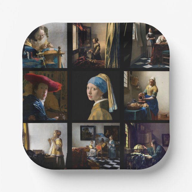 Assiettes En Carton Johannes Vermeer - Grille des chefs-d'oeuvre (Recto)