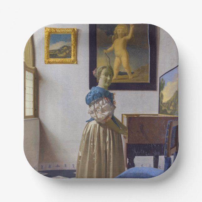 Assiettes En Carton Johannes Vermeer - Lady debout dans une virginale (Recto)