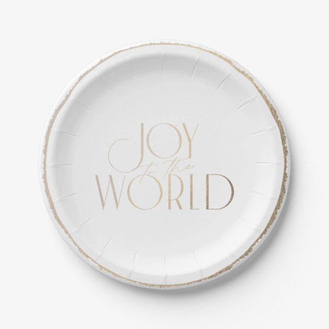 Assiettes En Carton Joie à Noël au monde en faux or (Devant)