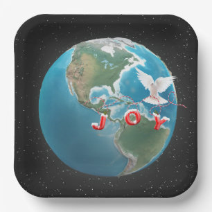 Assiettes En Carton JOIE DE Noël avec White Dove sur le monde