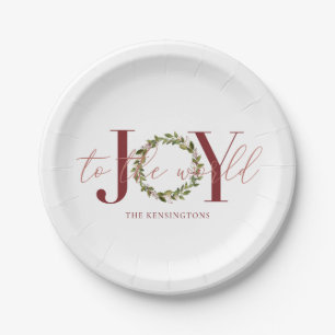 Assiettes En Carton Joie de Noël élégante à la couronne mondiale