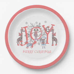 Assiettes En Carton Joie Noël Fête d'hiver Animaux Vacances