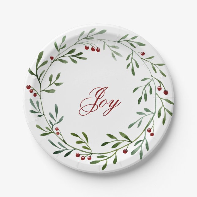 Assiettes En Carton Joie Plaque de couronne de Noël (Devant)