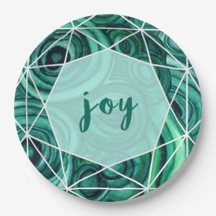 Assiettes En Carton Joie verte de Geode de Noël