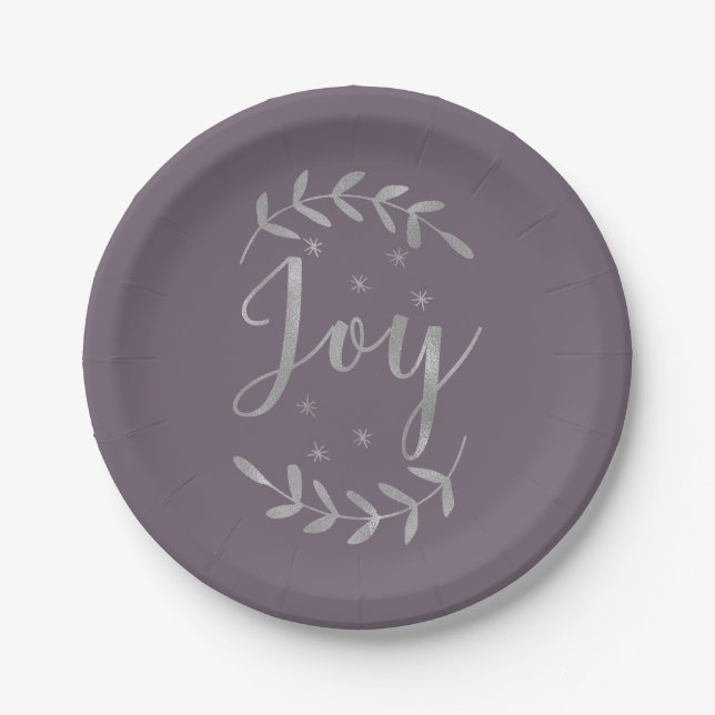 Assiettes En Carton JOIR Silver Botanical Leaf Moderne Vacances N'IMPO (Devant)