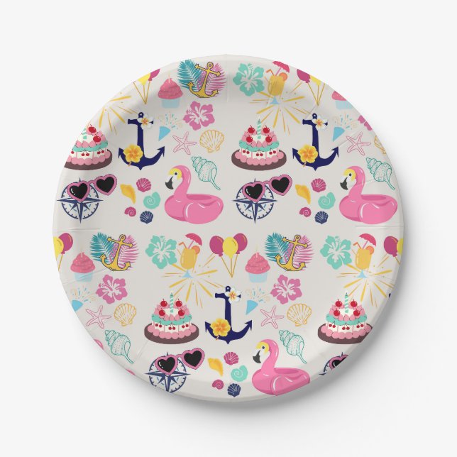 Assiettes En Carton Joli Anniversaire Nautique (Devant)