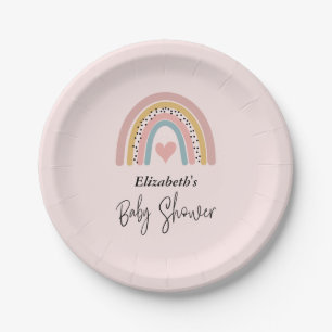 Assiettes En Carton Joli arc-en-ciel avec Baby shower Heart Girl