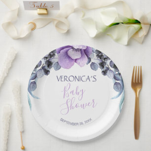 Assiettes En Carton Joli Baby shower de Berry Floral Violet