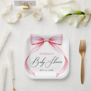 Assiettes En Carton Joli Baby shower de la boîte à coquette rose fille