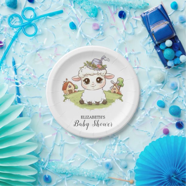 Assiettes En Carton Joli Baby shower de mouton mystique (Fête)