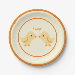 Assiettes En Carton Joli Baby shower de poussins pour bébé jaune