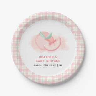 Assiettes En Carton Joli Baby shower rose En vichy rose pâle