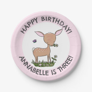 Assiettes En Carton Joli bébé cerf adorable anniversaire personnalisé