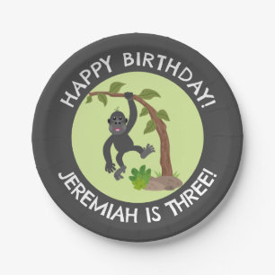 Assiettes En Carton Joli bébé gorille personnalisées dessin animé anni