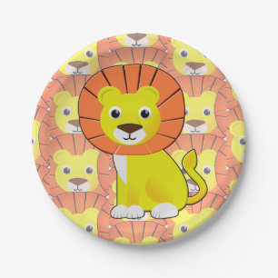 Assiettes En Carton Joli bébé lion imprimé sur tout le motif