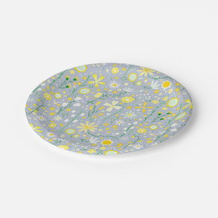 Assiettes En Carton Joli bleu Fleur sauvage botanique Floral