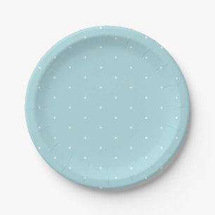 Assiettes En Carton Joli bleu poudreuse bleu petit motif pois