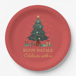 Assiettes En Carton Joli Buon Natale italien personnalisé pour arbre