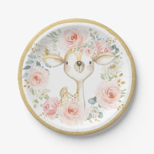 Assiettes En Carton Joli cerf de bois Flore d'aquarelle florale