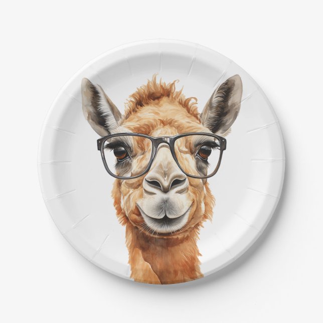 Assiettes En Carton Joli chameau avec lunettes (Devant)