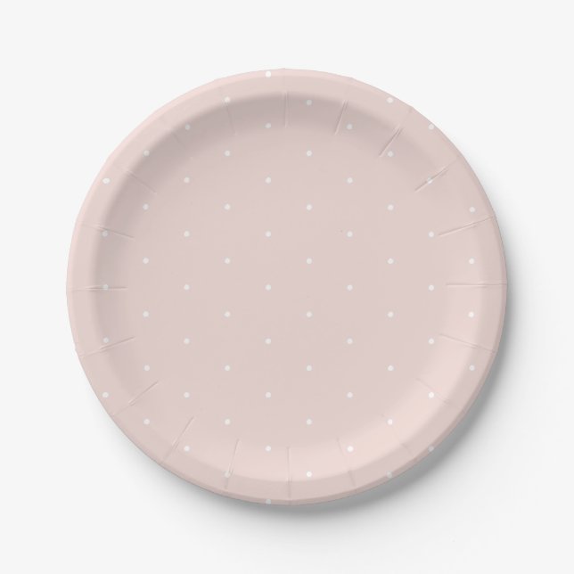 Assiettes En Carton Joli chic rose pâle blanc pois minuscule (Devant)