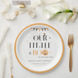 Assiettes En Carton Joli Citrouille Halloween Baby shower Little Boo