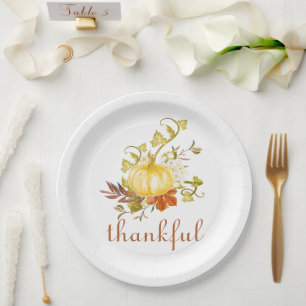 Assiettes En Carton Joli Citrouille Thanksgiving Watercolor Thanksgivi