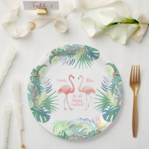 Assiettes En Carton Joli Conte de Fées Pour Deux Fleurs Tropicales de 