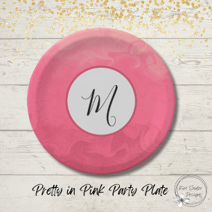 Assiettes En Carton Joli en rose avec monogramme