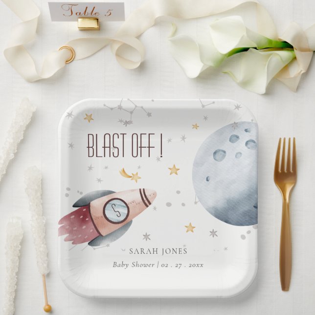 Assiettes En Carton Joli espace extra-atmosphérique Planète étoile Bab (Mariage)