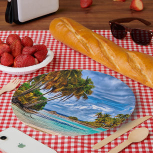 Assiettes En Carton Joli été Hawaiian Beach Aquarelle