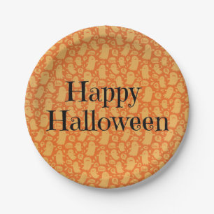 Assiettes En Carton Joli Fantôme Orange Joyeux Halloween Fête
