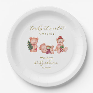 Assiettes En Carton Joli hiver il fait froid à l'extérieur Ours Baby S