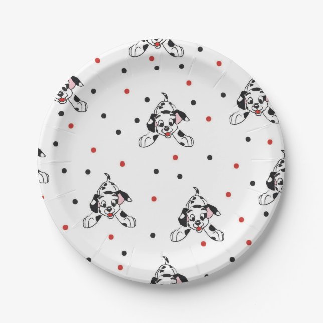 Assiettes En Carton Joli Joueur Dalmatien Chien Motif Rouge Noir (Devant)