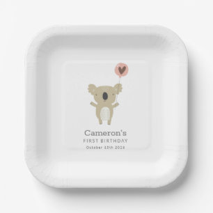 Assiettes En Carton Joli Koala Bear Simple 1er anniversaire