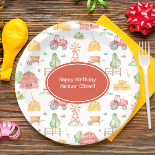 Assiettes En Carton Joli Motif de l'agriculteur Little Kids