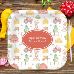 Assiettes En Carton Joli Motif de l'agriculteur Little Kids