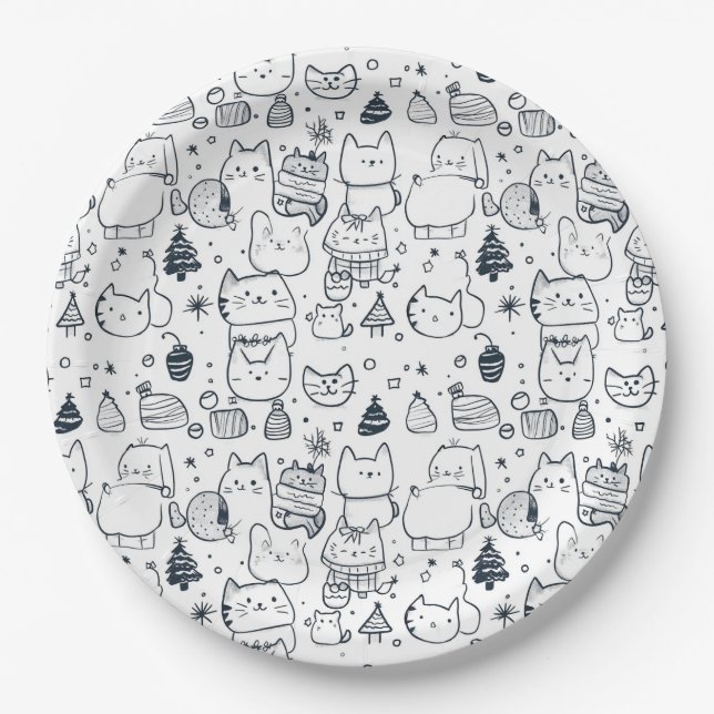 Assiettes En Carton Joli motif de Noël en hiver à dessiner (1) (Devant)