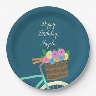 Assiettes En Carton Joli panier à bicyclette et panier Turquoise avec 
