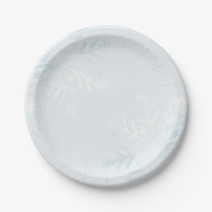 Assiettes En Carton Joli Pastel Blue Winter Quince Snowflakes