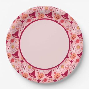 Assiettes En Carton Joli Pastel rose d'Halloween