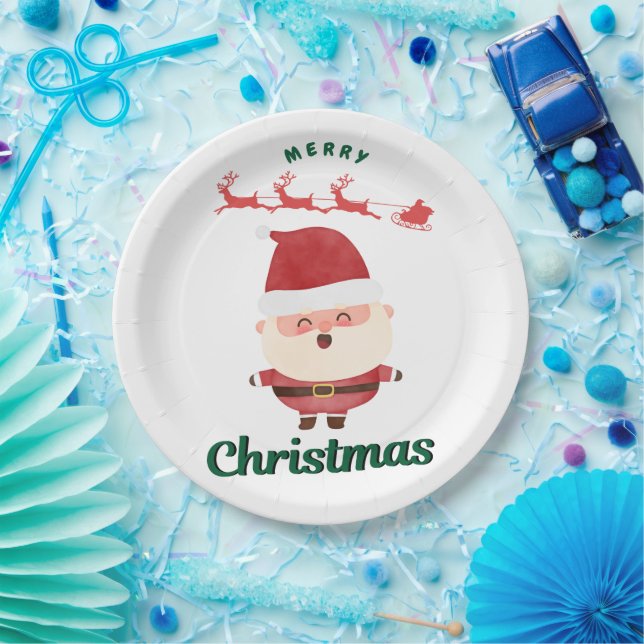Assiettes En Carton Joli Père Noël (Fête)